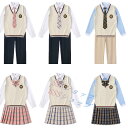 jk 制服 5点セット ニットベスト 制服 リボン チェック柄 プリーツスカート 女子 スカートセット 男子ズボンセット 入学 高校 中学 学生服 なんちゃって...