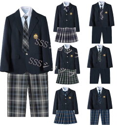 新色追加 jk 制服 5点セット ブレザー制服 リボン　チェック柄 プリーツスカート　女子 スカートセット 男子ズボンセット 入学 高校 中学 学生服　なんちゃって制服 女子高生スカート レディース 制服 セット 男子制服セット カップルブレザーセットXS-4XL