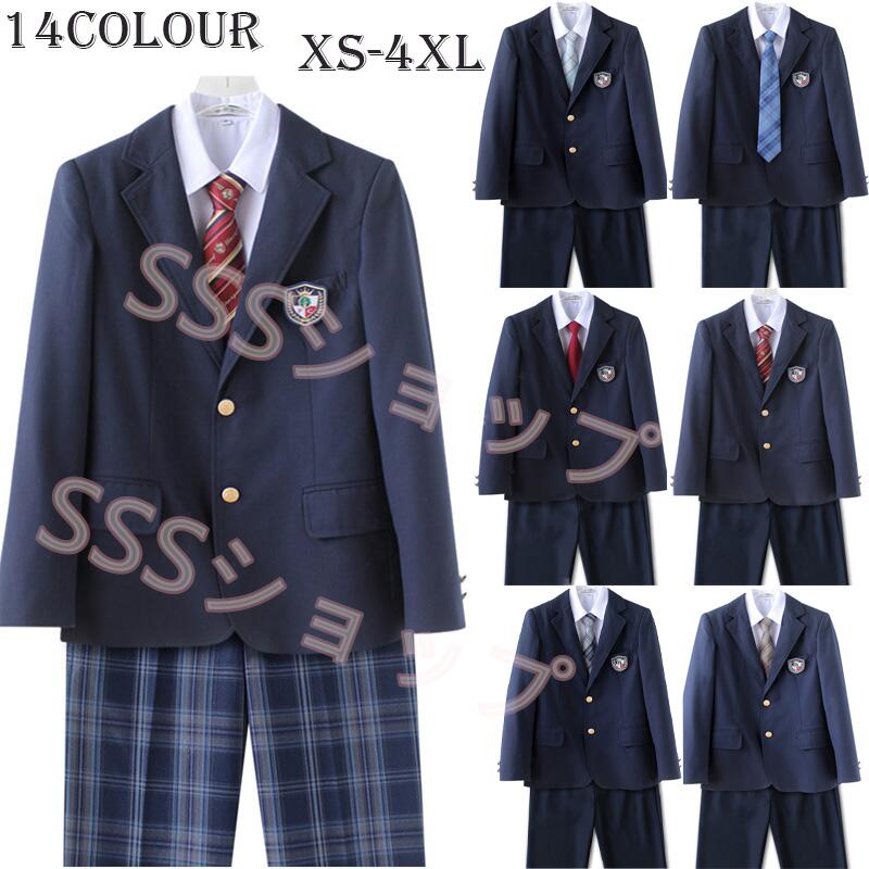 楽天SSSショップdk 制服 5点セット ブレザー制服男の子 入学式 スーツ 卒業式 スーツ 大きいサイズあり 学生服 上下セット男子高生 制服 コスプレ入学式 卒業式 スーツ 制服 ブレザー5点セット[ブレザー＋長袖シャツ＋バッジ＋ズボン＋ネクタイ] XS-4XL