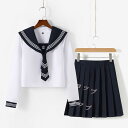 セーラー服 3点セット【上着+スカート+蝶結び】ハロウィン コスプレ セーラー 制服 学生服 半袖 長袖 女子高生 入学式 卒業式 コスチューム コスプレ衣装 長袖 半袖上下セット 女子制服 JK制服 高校生 コスプレ衣装 可愛い JK服 学園祭 S-2XL|詳細画像
