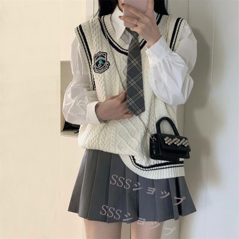 制服4点セット スカートスーツ 女の子スーツ Vネックニットベスト 卒業式 入学式 スーツ卒業式/発表会 コスプレ制服