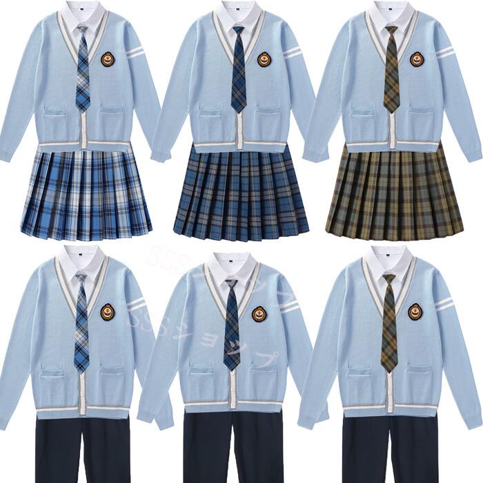 jk 制服 5点セット カーディガン 制服 リボン チェック柄 プリーツスカート 女子 スカートセット 男子ズボンセット 入学 高校 中学 学生服 なんちゃって制服 女子高生スカート レディース 制服 セット 男子制服セット カップルセットXS-4XL