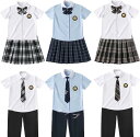 制服 男 女子高生 高校生 ズボン/スカート 半袖シャツ ネクタイ ワッペン 4点セット JK コスプレ セーラー服 コスチューム コスプレ 衣装 学生 スク...
