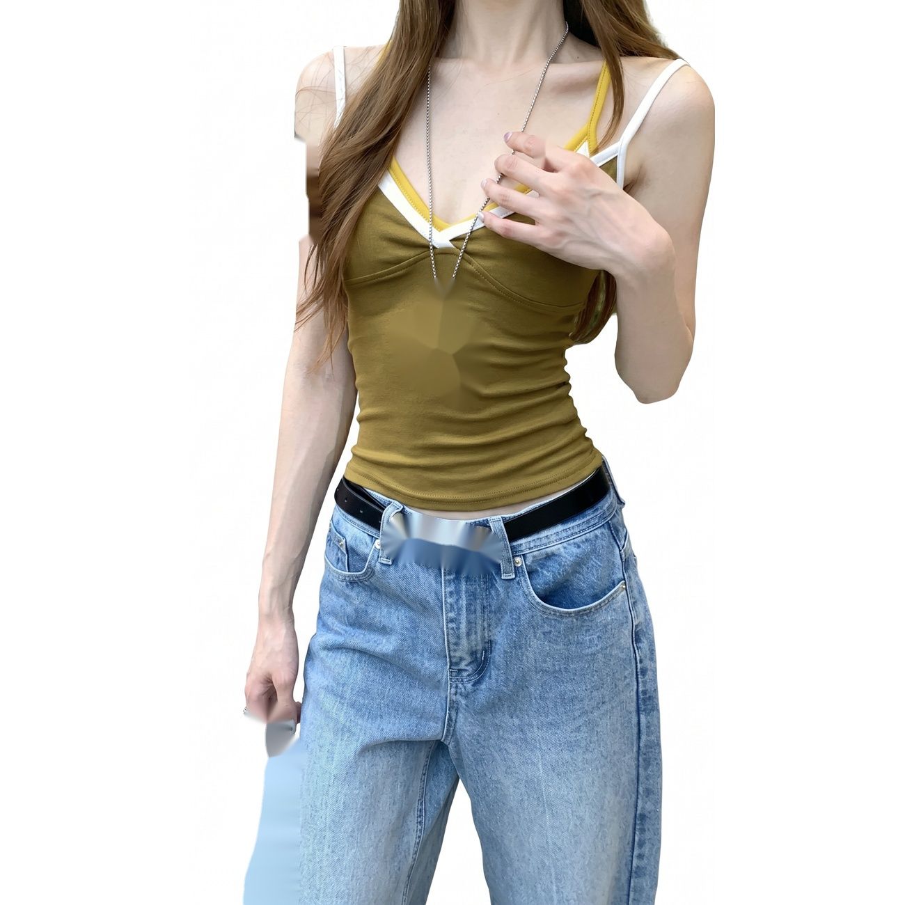 　　　 ◆◇◆売れている秘密◆◇◆ [Free Size] 【トレンドのレイヤード風デザイン】一枚でおしゃれが決まるフェイクレイヤード仕様のキャミソールです。深みのあるカラーと配色ラインがアクセントになり、ヘルシーな肌見せを叶えます。Vネックラインがデコルテを美しく見せ、トレンドのY2Kファッションやストリートスタイルにもぴったりの洗練された一着です。 【美シルエットを叶えるリブニット】伸縮性に優れたリブニット素材を採用しており、体に程よくフィットしてボディラインを魅力的に引き立てます。タイトなシルエットながらも締め付け感が少なく、ショート丈デザインが脚長効果を演出します。スタイルアップを目指す方に最適なタンクトップとして、自信をくれるアイテムです。 【さらりと快適な着心地】通気性と吸湿性に優れた柔らかい生地を使用しているため、汗ばむ季節でもベタつきにくく快適に過ごせます。音楽フェスやイベント、ダンスなどのアクティブなシーンから、日常の外出まで幅広く活躍します。軽やかな素材感のトップスは、蒸し暑い夏の毎日をより爽やかで楽しく演出してくれます。 【長く愛用できる丁寧な仕立て】細部までこだわった縫製により、型崩れしにくく洗濯を繰り返しても美しいフォルムを維持します。色落ちしにくい素材なので、お気に入りの鮮やかな色彩を長く楽しめます。一枚での着用はもちろん、シャツやカーディガンのインナーとしても重宝し、ワードローブの定番として長く活躍します。 　　　◆◇◆注意事項◆◇◆ご覧のモニターの環境、撮影環境により実物と色味が異なって見える場合がございます。湿った状態で他のものと擦り合わせると色が移る恐れがあります。濃色品の洗濯時は、白色、淡色と分けて洗ってください。説明 【商品紹介】 ◆[Free Size] ◆【トレンドのレイヤード風デザイン】一枚でおしゃれが決まるフェイクレイヤード仕様のキャミソールです。深みのあるカラーと配色ラインがアクセントになり、ヘルシーな肌見せを叶えます。Vネックラインがデコルテを美しく見せ、トレンドのY2Kファッションやストリートスタイルにもぴったりの洗練された一着です。 ◆【美シルエットを叶えるリブニット】伸縮性に優れたリブニット素材を採用しており、体に程よくフィットしてボディラインを魅力的に引き立てます。タイトなシルエットながらも締め付け感が少なく、ショート丈デザインが脚長効果を演出します。スタイルアップを目指す方に最適なタンクトップとして、自信をくれるアイテムです。 ◆【さらりと快適な着心地】通気性と吸湿性に優れた柔らかい生地を使用しているため、汗ばむ季節でもベタつきにくく快適に過ごせます。音楽フェスやイベント、ダンスなどのアクティブなシーンから、日常の外出まで幅広く活躍します。軽やかな素材感のトップスは、蒸し暑い夏の毎日をより爽やかで楽しく演出してくれます。 ◆【長く愛用できる丁寧な仕立て】細部までこだわった縫製により、型崩れしにくく洗濯を繰り返しても美しいフォルムを維持します。色落ちしにくい素材なので、お気に入りの鮮やかな色彩を長く楽しめます。一枚での着用はもちろん、シャツやカーディガンのインナーとしても重宝し、ワードローブの定番として長く活躍します。 【洗濯の注意事項】 ★洗濯機洗い可/手洗い可