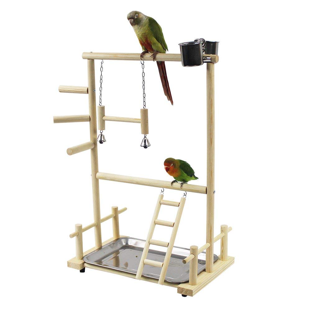 【楽天ランキング1位入賞】【高さ53cm 】インコ 遊び場 二層 バード アスレチック 玩具 スタンド 止まり木 はしご 食…