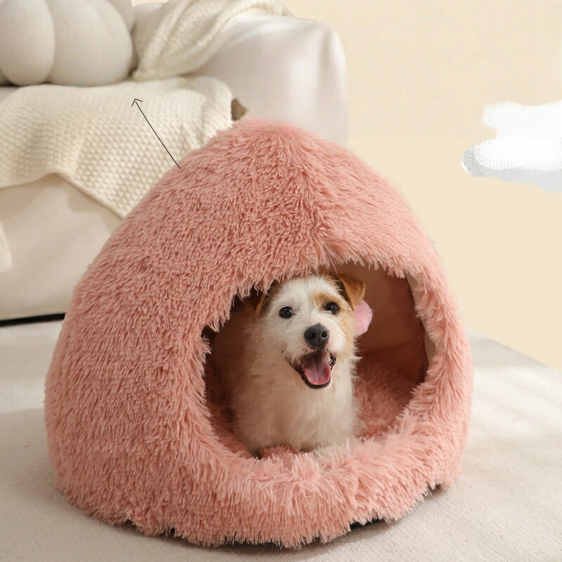 【クーポン配布中 ☆最大2000円引割】【冬用ペットベッド】猫用 超柔軟 フカフカ ドーム型ハウス 取り外..