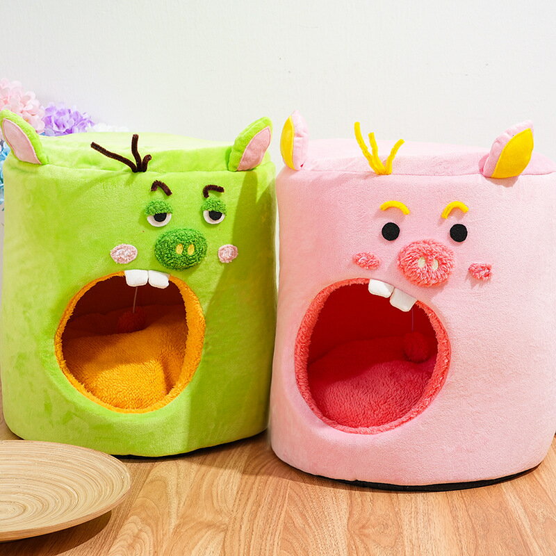 猫 ベッド ペットハウス 猫ハウス ドーム ペットベッド クッション ソフトマット 綿 猫 犬 犬猫兼用 滑り止め かわいい 冬 柔らかい ふわふわ 丈夫 隠れ家 組立簡単 ストレス発散 運動不足 可愛い 面白い
