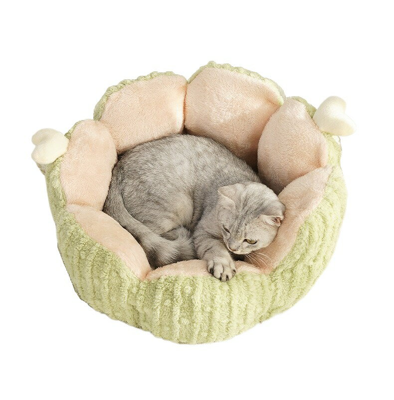 【猫ベッド サボテン型】三段階暖暖泡泡フリース 静電気防止 10kg 以下大型猫対応 直径 60cm L サイズ ..