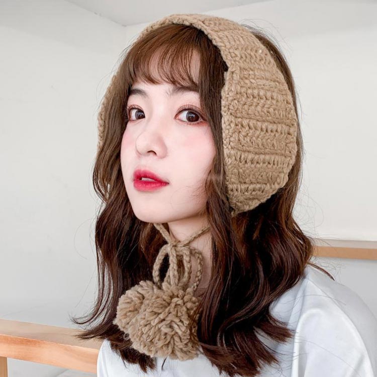 SSWSTOREのふわふわ モコモコ イヤーマフラー イヤーウォーマー ケーブル編み レディース 耳当て ニット帽 マフラー 裏起毛 裏ボア ニット｜アングル2