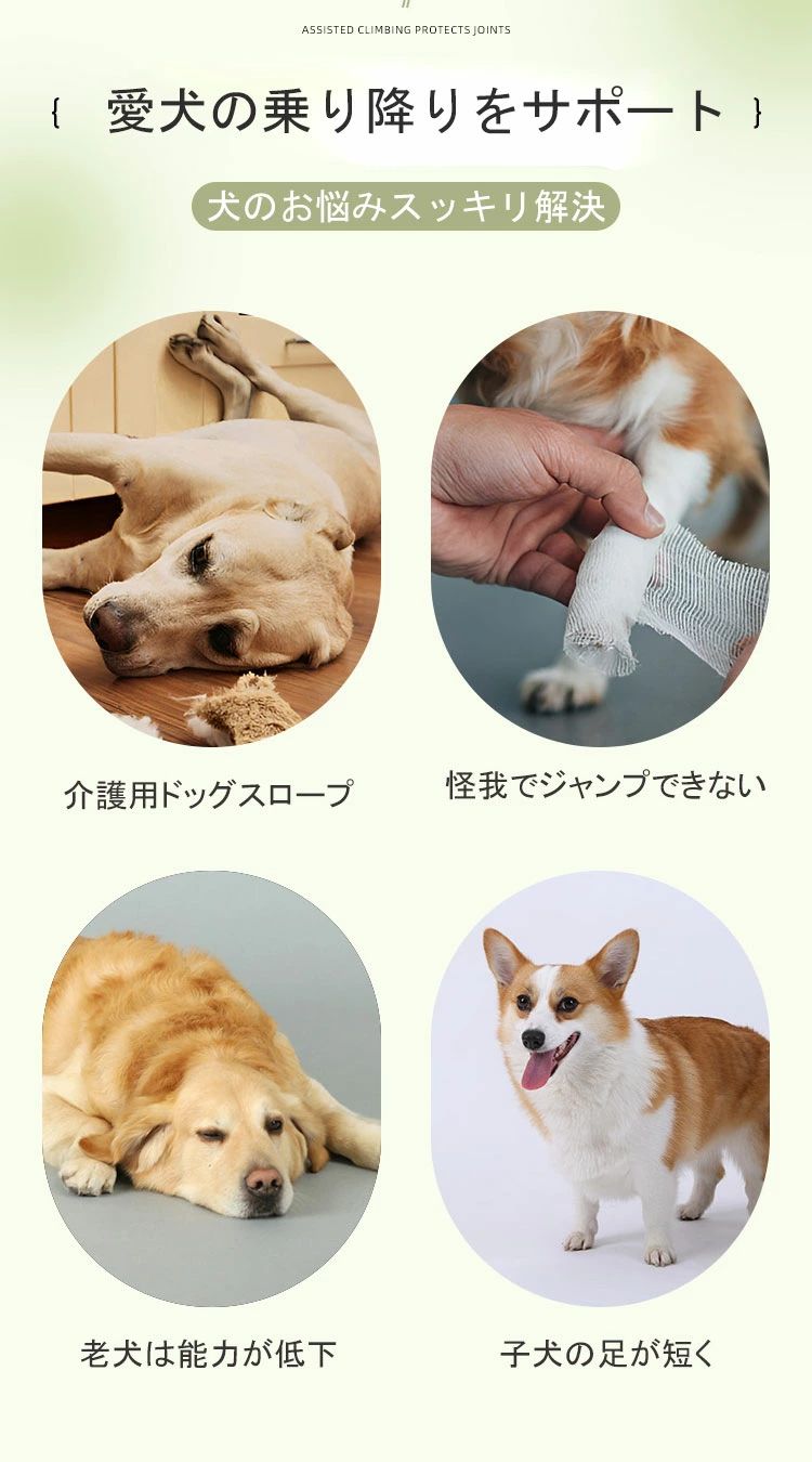 SSWSTOREのドッグ スロープ 3段 4段 5段 犬 階段 犬 猫 用 階段 スロープ ステップ 犬 ペット 用 階段 犬 階段 短足 猫 階段 上り 下り クッション｜アングル2