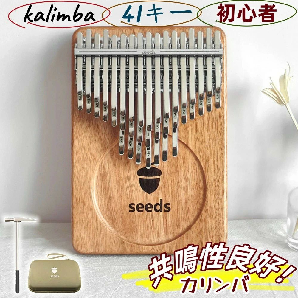 カリンバ 41音 24音 初心者セット 親指ピアノ サムピアノ 楽譜 教本 入門書 ケース 指サック チューニング済み チューニングハンマー チ