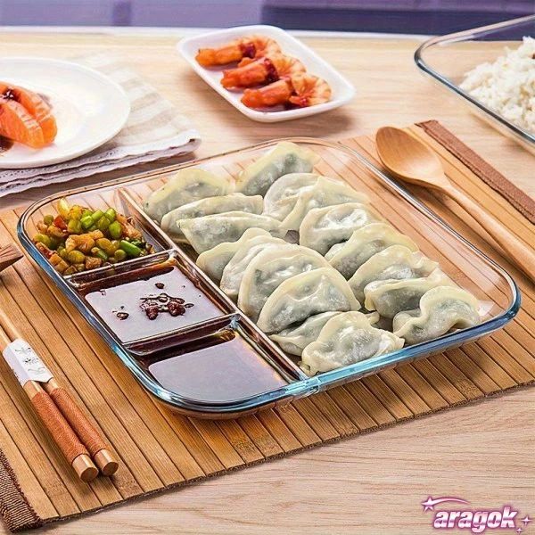 耐熱ガラス製餃子プレートとソース皿 1個 省スペースで整理整頓に インテリアにな...