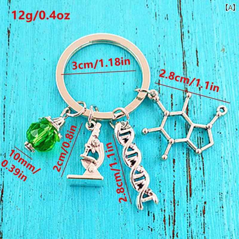 SSWSTOREのキーホルダー メンズ レディース キーリング アクセサリー 科学 ジュエリー 顕微鏡 DNA 医師 解剖学 ニューロン 生物学 合金 チャーム｜アングル2