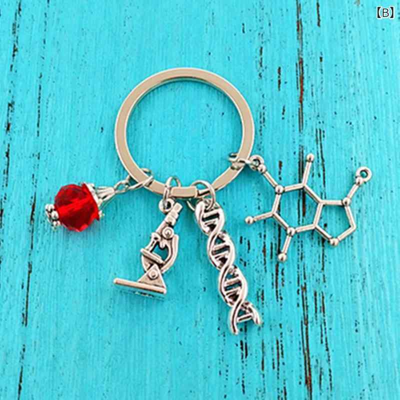 SSWSTOREのキーホルダー メンズ レディース キーリング アクセサリー 科学 ジュエリー 顕微鏡 DNA 医師 解剖学 ニューロン 生物学 合金 チャーム｜アングル3