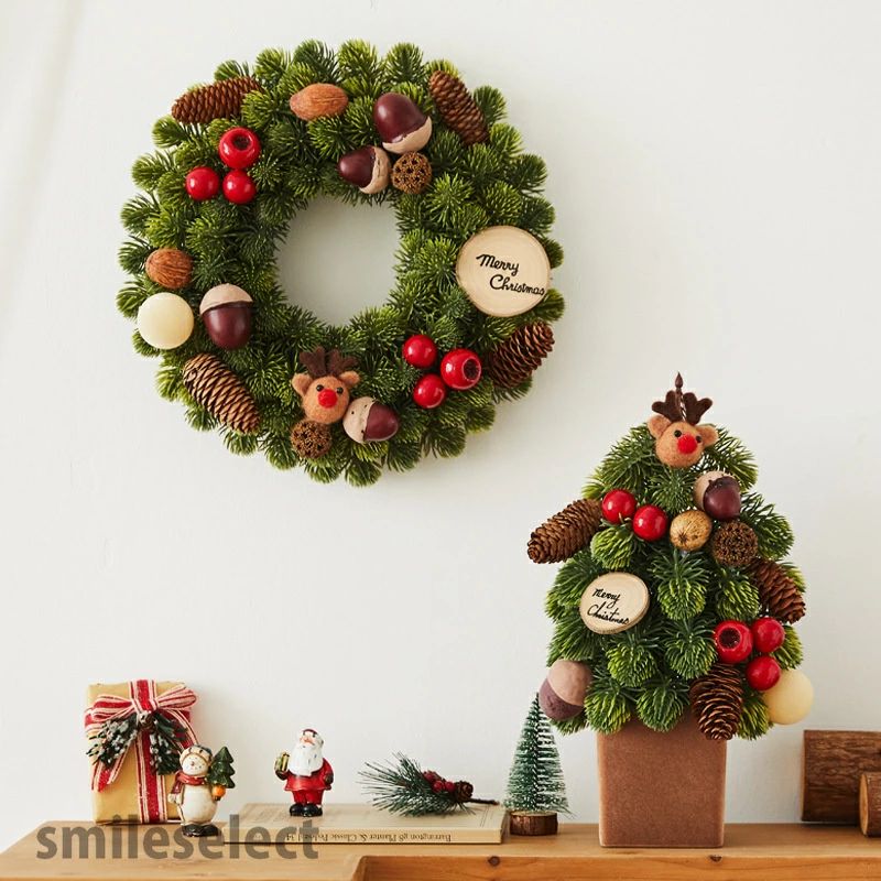 クリスマスリース 玄関 北欧 おしゃれ クリスマスツリー 卓上 ナチュラル 30cm コンパクト ギフト クリスマスプレゼント 店舗 装飾 イ