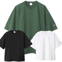 チャンピオン Tシャツ メンズ レディース アメリカ製 Champion ロゴ ラグラン 半袖 厚手 ヘビーウェイト 5分丈袖 大きいサイズ ゆったり ビッグシルエット スポーツ アメカジ ファッション ブランド 白 黒 緑 T1011