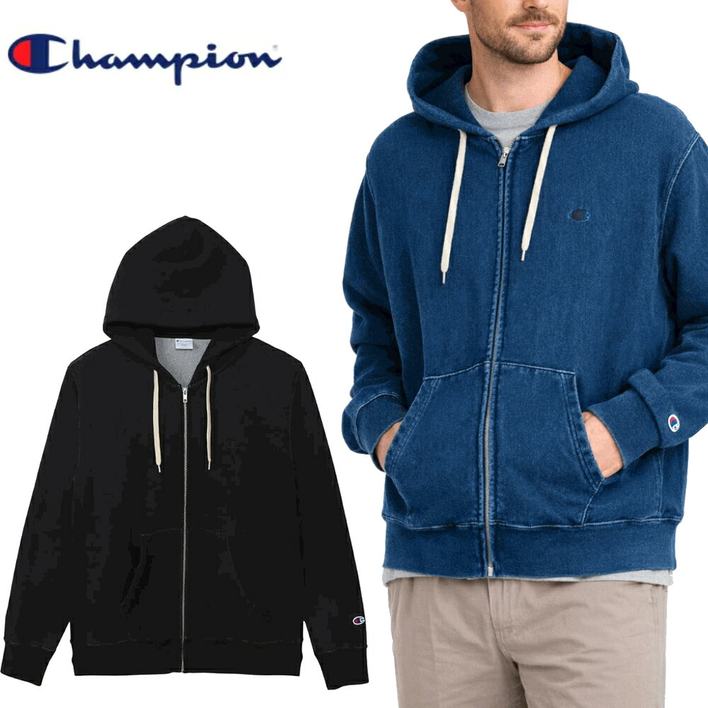 乐天商城 - チャンピオン リバースウィーブ スウェットシャツ フルジップパーカー Champion Reverse Weave Fullzip Sweat Parka フード フーディー 裏毛 パイル 10oz. French Terry 10オンス フレンチテリー インディゴ ネイビー ブラック シンプル ワンポイント 定番 C3-D102
