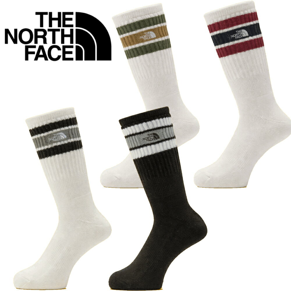 乐天商城 - THE NORTH FACE ザノースフェイス チューブ2pクルー ソックス 靴下 2足組 ロゴ ライン 白黒 25 26 27 28 29 抗菌 防臭 着圧 NN82617