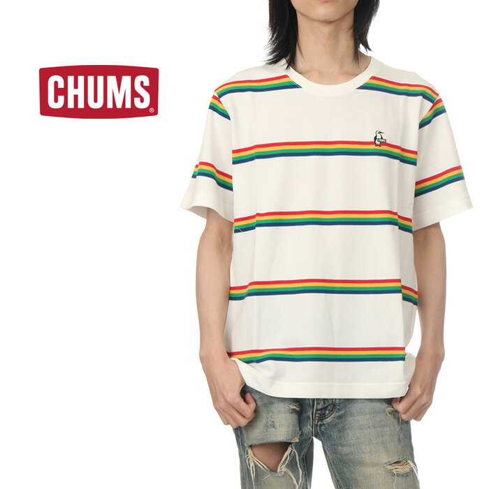 チャムス Tシャツ メンズ CHUMS 半袖 ボーダー Tシャツ 鹿の子 大きいサイズ ファッション ブランド アウトドア ペンギン 白 M L XL CH02-1170