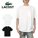 ラコステ ペアTシャツ ラコステ ポケット Tシャツ メンズ レディース LACOSTE ポケT 半袖Tシャツ 厚手 ワニ ロゴ 大きいサイズ カジュアル スポーツ ブランド M L XL 白 黒 TH5581-99