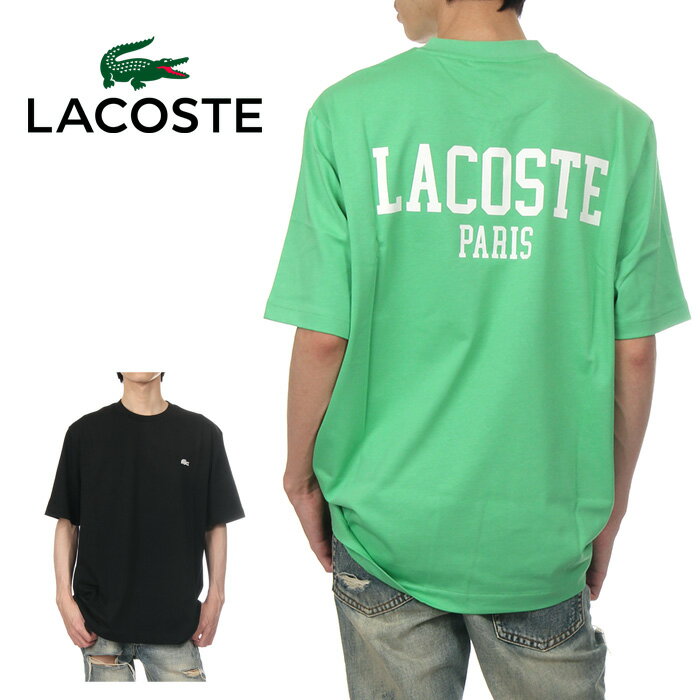 乐天商城 - ラコステ Tシャツ メンズ レディース LACOSTE 半袖Tシャツ 厚手 バックプリント ワニ ロゴ 大きいサイズ カジュアル スポーツ ブランド M L XL 緑 黒 TH4705-99