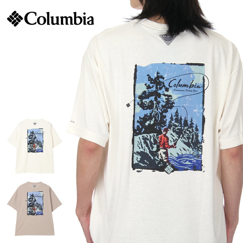 乐天商城 - 【セール】【2025 新作】コロンビア Tシャツ メンズ レディース キッズ COLUMBIA バーンノベル グラフィック ショートスリーブ Tシャツ 半袖Tシャツ バックプリント 吸汗速乾 吸湿 速乾 大きいサイズ おしゃれ アウトドア ブランド S M L XL 白 黒 PM0714