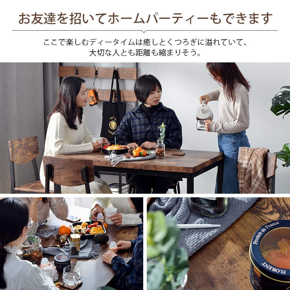 ダイニングセット テーブル・チェア5点セット 4人掛け 4人用 角テーブル 木目調 おしゃれ 幅110cm 長方形 ナチュラル カフェ風 食卓セット 省スペース 組立簡単 [2]