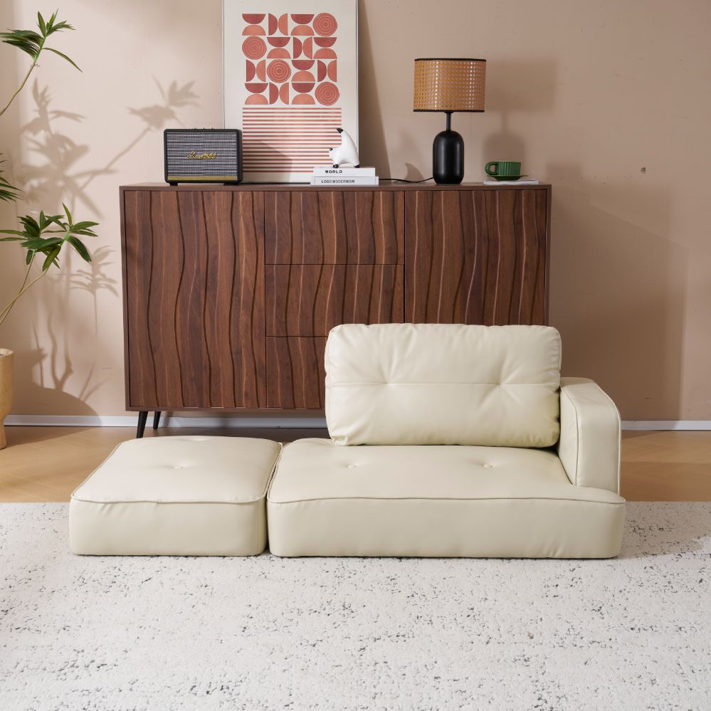 L字ソファ PUレザー カウチソファ 2～3人掛け オットマン付き 自由レイアウト 高級感 おしゃれ 北欧風 クッション付き 3