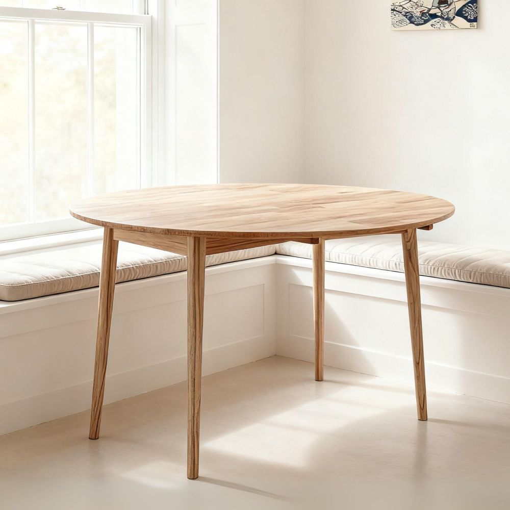 乐天商城 - ダイニングテーブル 円形 半円 楕円 楕円形 伸長式 無垢材 オーク 幅120cm 2人用 4人用 北欧風 丸テーブル 木製 折りたたみ 食卓テーブル おしゃれ ナチュラル/ブラウン