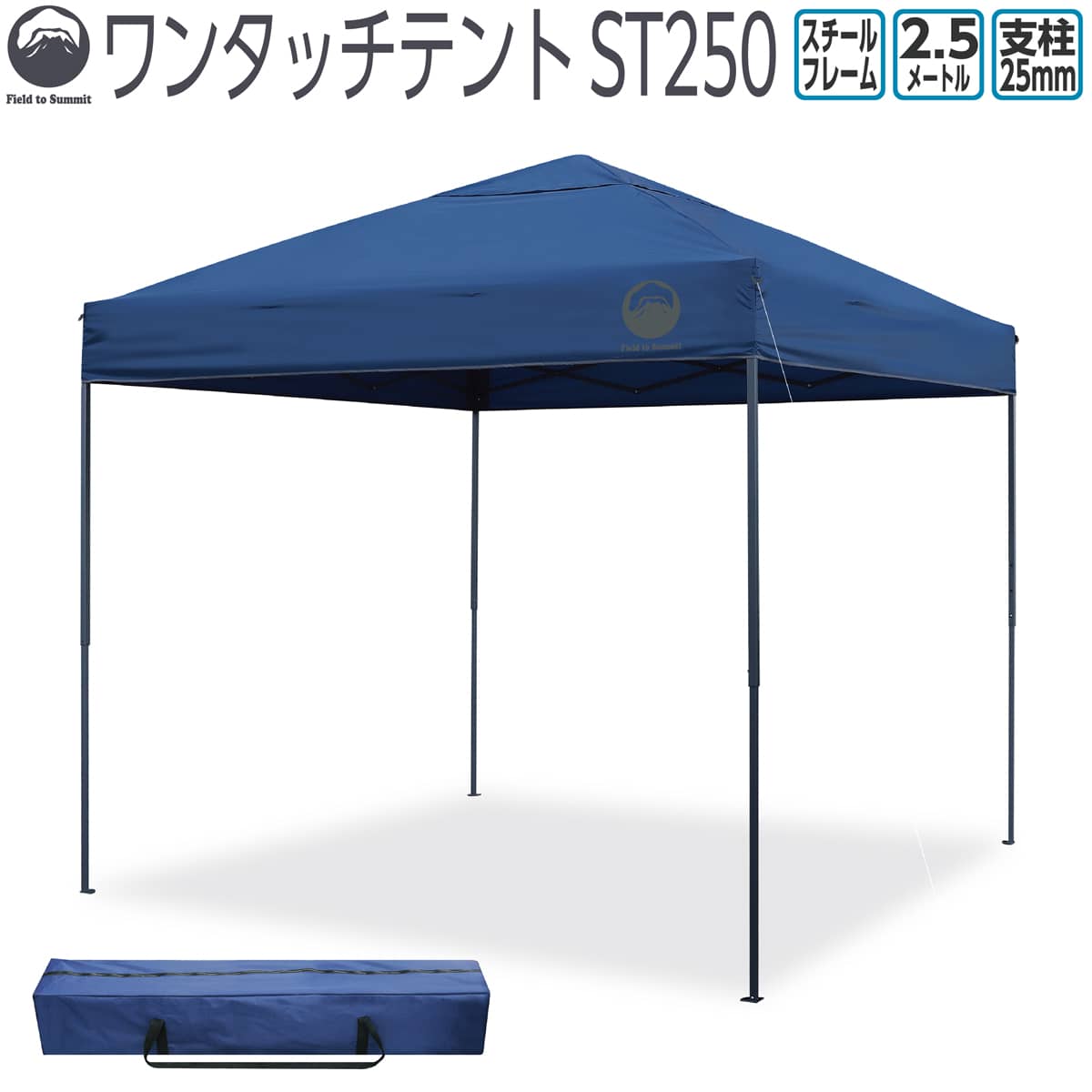 Field to Summit ワンタッチテントST250 FTSS250 2.5m幅 収納バッグ付き 入門 スチール 簡単 タープ 自..