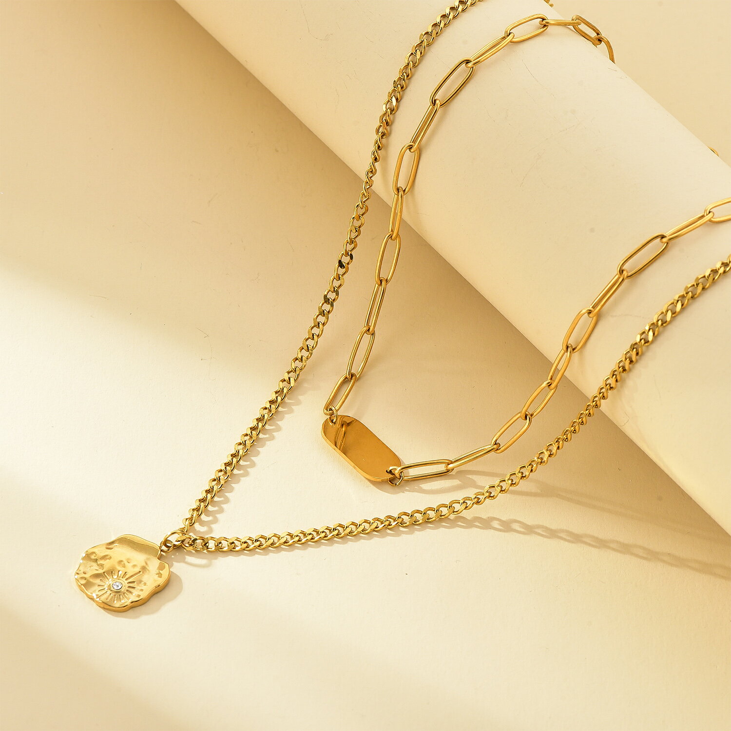 【任意の2点で 999 円Get!】ステンレス製 2連ネックレス ネックレス ネックレスチェーン 二連 ロングネックチェーン レディース 鎖骨ネックレス 金属ア...