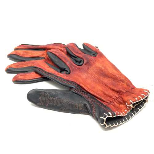 MotoStuka Shanks Gloves Akuma Shanks モトストゥーカ グローブ アクマ シャンクス レザー 革 手袋 アメリカ アメリカン バイク ハーレー ハンドメイド 手作業 レッド 赤 Red ブラック Black 黒