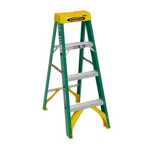 WERNER 4FT TYPE II FIBERGLASS STEP LADDER 5904 225lb ʡ եС饹 ƥ...