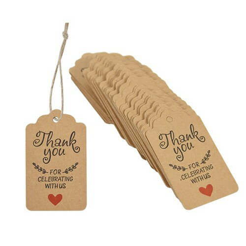 Thank You Craft Paper Tags 100枚 タグ 麻紐セット サンキュークラフトペーパー メッセージカード 値札 ギフト お祝い ウエディング 結婚式 贈り物タグ 荷札 店舗 ラッピング アメリカ 