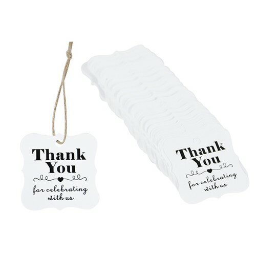 Thank You Craft Paper Tags 100枚 ホワイト White タグ 麻紐セット サンキュークラフトペーパー メッセージカード 値札 ギフ...