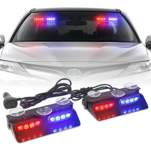樂天商城 - LED XRIDON 2 Dash STROBE LIGHTS Red Blue 2×7.16インチ ダッシュ緊急ストロボライト ストロボ ライト フロントガラス・リアガラス用 レッド ブルー アメリカ アメ車