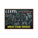 Wash Your Hands Germs are all around you Signs Stickers ハンド ウォッシュ サイン ステッカー 手洗い シール 警告ステッカー 注意喚起 店舗 ショップ バー ラウンジ カフェ アメリカ アメリカン 業務用 コロナ コロナ対策 【クロネコゆうパケット】