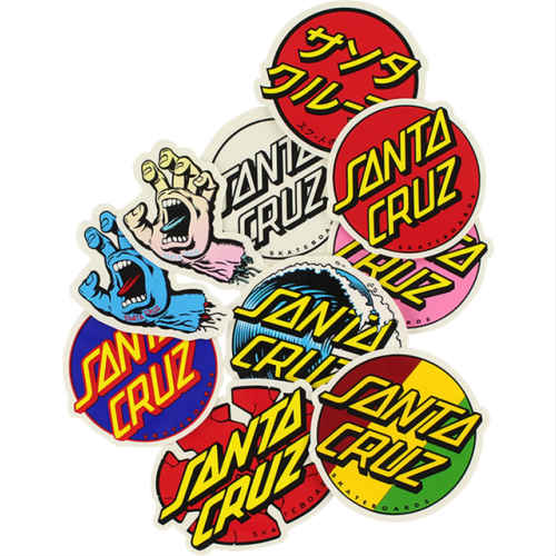 SANTA CRUZ ASSORTED STICKER 10 PACK サンタクルーズ　ステッカー パック 10枚セット アメリカ アメリカン シール SCREAMING HAND スクリーミングハンド SKATEBOARD スケートボード スケボー 【ネコポス】［並行輸入品］