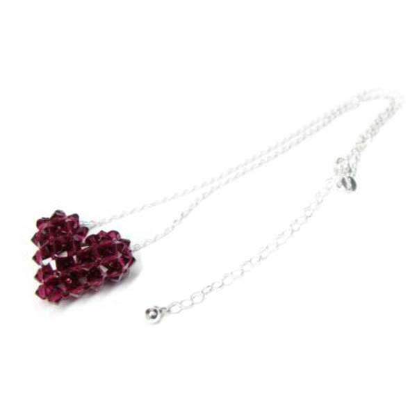 シルバー ペンダント Red Swarovski Elements Aurore Boreale Heart Pendantハートスワロフスキー シルバーチェーン ペンダント レッド（BR）ハート ギフト プレゼント ネックレス シルバー【楽ギフ_包装】