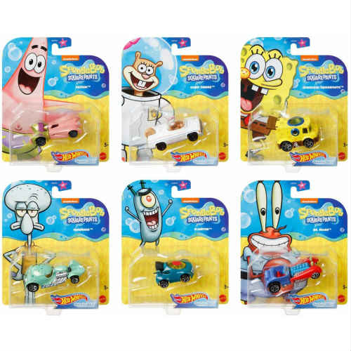 1/64 Hot Wheels Spongebob Car 6台セット ホットウィールズ スポンジボブ ダイキャストカー ミニカー アメリカ パトリック イカルド カーニ サンディ プランクトン キャラクター 車 おもちゃ