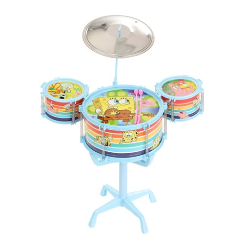 Spongebob Drum Set スポンジボブの子供用ドラムセットです。 サイズ 組み立てた状態 高さ約56cm　幅約46cm 対象年齢　3歳以上 仕様 ドラム3台、シンバル、ドラムスティック2本、スタンド ※アメリカ輸入品です。 製造時からの製品誤差がある場合がございます。 【Spongebob】【スポンジボブ】【キッズ】【ドラム】【アメリカ】【子供用】　