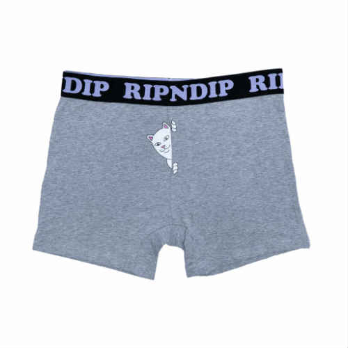 RIPNDIP Peek A Nermal Boxers (Heather Grey) リップンディップ ボクサーパンツ グレー Lサイズ アンダーウエアー パンツ アメリカ Skateboard スケートボード ロサンゼルス Cat 猫 ネコ スケーター ヘザーグレー