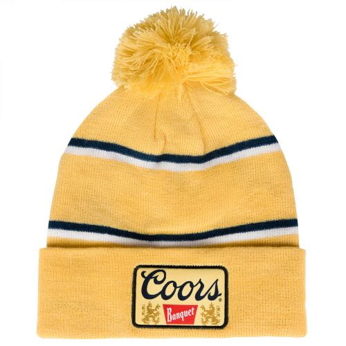 樂天商城 - Coors Banquet Knit Cuff Pom Beanie Yellow クアーズバンケット ビーニー ニット帽 帽子 ビール クアーズ アメリカ Beer 男女兼用 ニットキャップ アメリカ ポンポン ボンボン