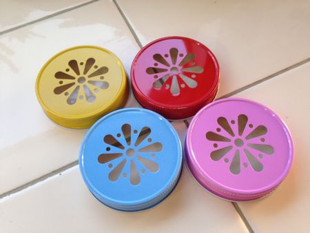 Mason Jar Lids, Colored メイソンジャー花の型抜きの蓋 MASON JAR BALL マグカップ メイソンジャー 蓋 ストロー フタ ふた 【ネコポス】