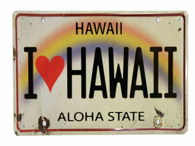 Hawaii Vintage Tin Sign Postcard I Love Hawaii ハワイ プレート ブリキ エイジング アンティーク レトロ 【ネコポス】