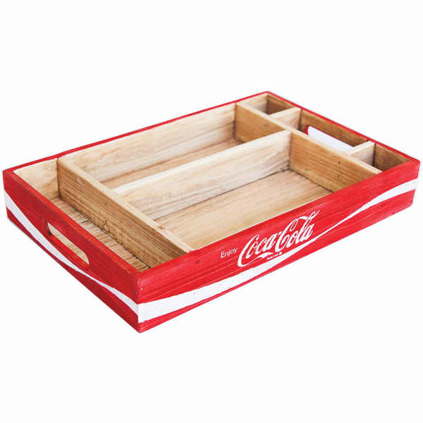 新品 Coca-Cola Wood Crate Desk Organizer Tray コカコーラ ウッド クレート デスク オーガナイザートレー 木製 USA ツールトレー ツールボックス ツールBOX アメリカン雑貨 収納トレー アメリカン