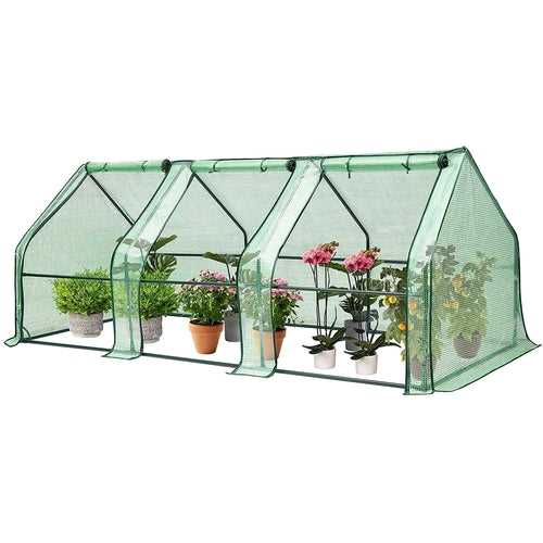 Portable Greenhouse with Roll-up Large Door ポータブル ミニ グリーンハウス ポータブル型ミニ温室です。 パーツを組み立てて設置するタイプです。 多肉植物などを庭で育てるのに最適なアイテムです。 ※屋外に設置する場合、風で飛ばないようにご注意ください。 （杭などの固定部材はセットに含まれておりません。） 主な材質 フレーム　スチール カバー　　ポリエチレン 本体サイズ 幅約240cm　高さ約92cm　奥行約92cm ※アメリカ輸入商品です。 製造時の製品誤差としてズレや擦れキズなどがある場合があります。 BOXにダメージがある場合が御座います。 日本製ではありませんのでボルトの穴が入りずらいなど多少の不具合がある場合がございます。 ご了承下さい。 【ビニールハウス】【簡易】【ガーデン】【ガーデニング】【グリーンハウス】【植物】【温室】【VIVOSUN】　