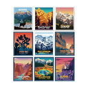 9 Pieces Vintage National Park Posters 9枚セット ビンテージ風 ナショナル パーク ポスター ウォール アート プリント アメリカ レストラン アメリカ 店舗 アートポスター インテリア ポスターセット アメリカ雑貨 アメリカン雑貨