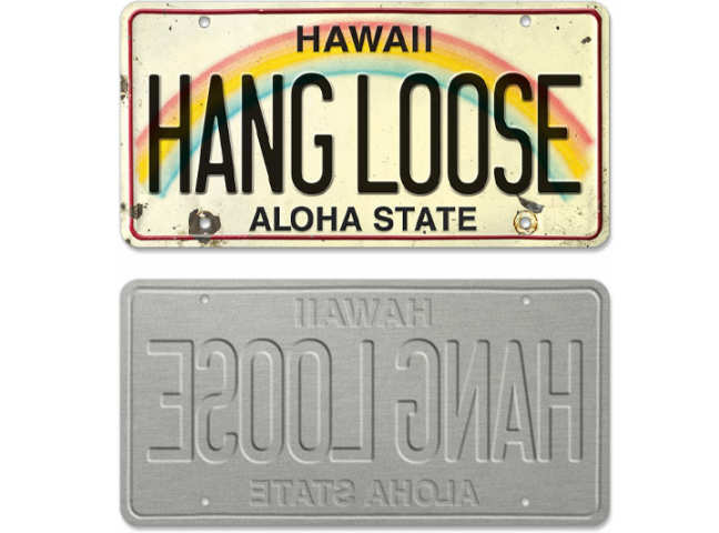 HANG LOOSE License Plate ハングルース アロハ Aloha ライセンスプレート アメリカ ハワイ ライセンスナンバー 州 ナンバープレート アメリカ看板 ビンテージ レトロ 