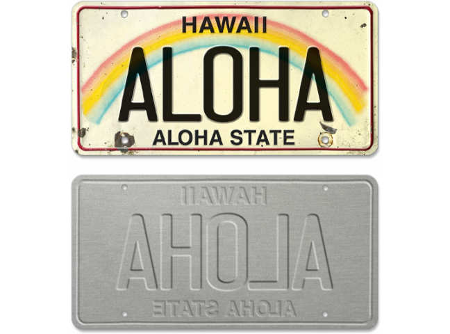ALOHA License Plate　アロハ Aloha ライセンスプレート アメリカ ハワイ ライセンスナンバー 州 ナンバープレート アメリカ看板 ビンテージ レトロ 【ネコポス】